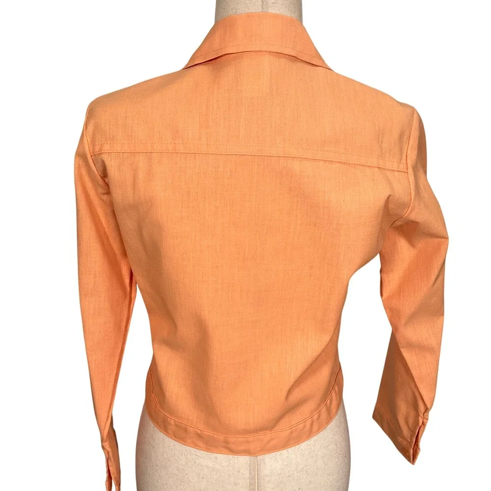 Vintage Pant Suit Women 7/8 Orange Bright Lightweight 70s Disco Summer Wide Leg‎